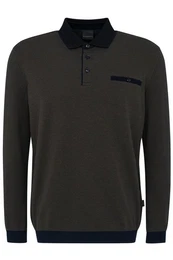 Langarm-Poloshirt mit Strukturkragen