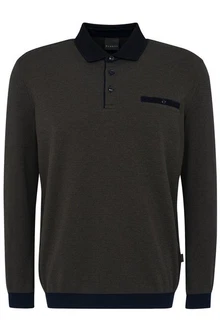 bugatti Langarm-Poloshirt Strukturkragen