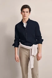bugatti Langarmhemd Dunkelblau/Blau
