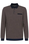 bugatti Pullover Langarm-Poloshirt nachtblau/dunkelbraun