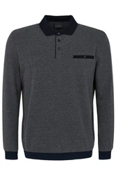 bugatti Pullover Langarm-Poloshirt Dunkelblau/Grau/Dunkelgrau/Hellgrau