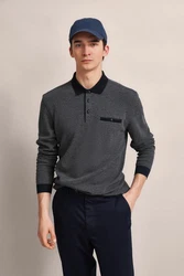 bugatti Pullover Langarm-Poloshirt Dunkelblau/Grau/Dunkelgrau/Hellgrau