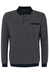 bugatti Pullover Langarm-Poloshirt Dunkelblau/Grau/Dunkelgrau/Hellgrau