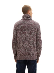 TOM TAILOR Rundhalspullover Dunkelrot/Bordeaux/Braun