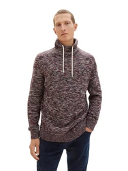 TOM TAILOR Rundhalspullover Dunkelrot/Bordeaux/Braun
