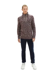 TOM TAILOR Rundhalspullover Dunkelrot/Bordeaux/Braun