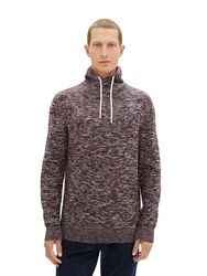 TOM TAILOR Rundhalspullover Dunkelrot/Bordeaux/Braun