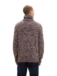 TOM TAILOR Rundhalspullover Dunkelrot/Bordeaux/Braun