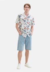 TOM TAILOR Kurzarmhemd mit Allover Print Blau