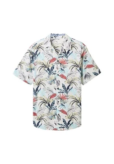 TOM TAILOR Kurzarmhemd mit Allover Print Blau