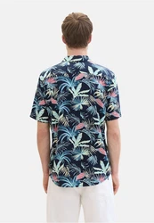 TOM TAILOR Kurzarmhemd mit Allover Print Blau