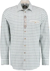 OS-Trachten Trachtenhemd Tanivo Regular Fit Hellblau/Blau/Grau