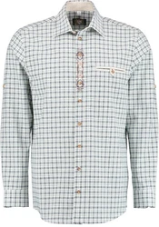 OS-Trachten Trachtenhemd Tanivo Regular Fit Hellblau/Blau/Grau