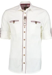 OS-Trachten Trachtenhemd Tivora Regular Fit Weiß/Creme/Beige