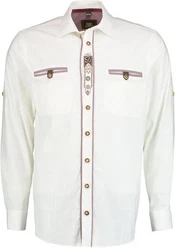 OS-Trachten Trachtenhemd Tivora Regular Fit Weiß/Creme/Beige