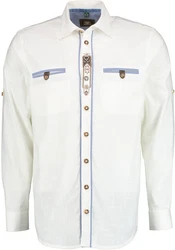 OS-Trachten Trachtenhemd Tivora Regular Fit Weiß/Grau/Creme/Dunkelblau