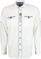 OS-Trachten Trachtenhemd Tivora Regular Fit Weiß/Grau/Creme/Dunkelblau
