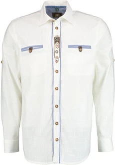 OS-Trachten Trachtenhemd Tivora Regular Fit Weiß/Grau/Creme/Dunkelblau