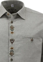 OS-Trachten Trachtenhemd Molira Regular Fit Dunkelgrün/Khaki/Grün
