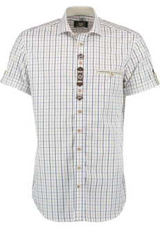 OS-Trachten Trachtenhemd Lomira Slim Fit Hellblau/Blau/Dunkelgrau/Grau