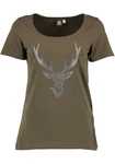 OS-Trachten Trachtenshirt Xilavo Rundhalsausschnitt Türkis/Dunkelgrün/Khaki