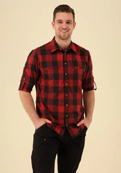 Tom Collins Langarmhemd Hetesi Regular Fit Rot/Dunkelrot/Braun