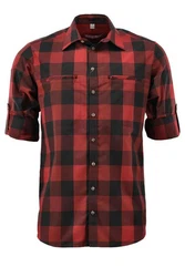 Tom Collins Langarmhemd Hetesi Regular Fit Rot/Dunkelrot/Braun