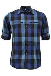 Tom Collins Langarmhemd Hetesi Regular Fit Blau/Hellblau/Dunkelblau