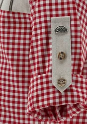 OS-Trachten Trachtenhemd Piruvi Schlupfform Regular Fit Rot/Bordeaux/Dunkelrot