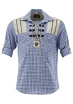 OS-Trachten Trachtenhemd Piruvi Schlupfform Regular Fit Grau/Blau/Hellblau
