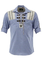 OS-Trachten Trachtenhemd Piruvi Schlupfform Regular Fit Grau/Blau/Hellblau