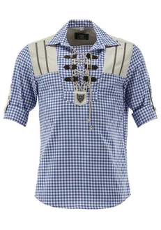 OS-Trachten Trachtenhemd Piruvi Schlupfform Regular Fit Grau/Blau/Hellblau