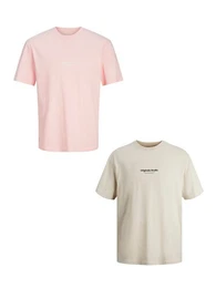 T-Shirt 2-er Set Logo T-Shirt Kurzarm Shirt JORVESTERBRO (2-tlg) 6114 in Altrosa