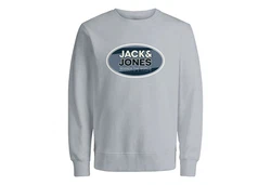 Jack & Jones Sweatshirt JCORAY mit Markenschriftzug Blau/Grau/Hellblau