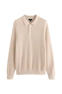 Next Polokragenpullover Regular Fit Rippstrick-Polohemd