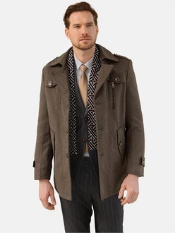 Allthemen Kurzmantel mit abnehmbarem Fake-Kragen Grau/Braun/Khaki/Dunkelbraun