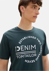 TOM TAILOR Denim T-Shirt mit Logo Prints Dunkelgrün/Grün