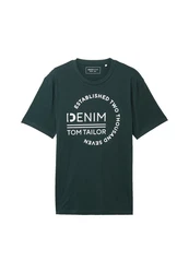 TOM TAILOR Denim T-Shirt mit Logo Prints Dunkelgrün/Grün