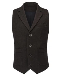 Anzugweste Herren Weste mit Reverskragen Anzugweste aus Tweed