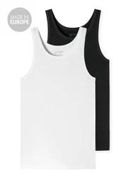 Schiesser Tanktop Herren Shirts (2-tlg) Weiß/Schwarz/Dunkelgrau