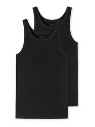 Schiesser Tanktop Herren Shirts (2-tlg) Schwarz/Dunkelgrau/Grau