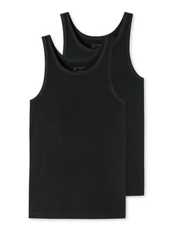 Schiesser Tanktop Herren Shirts (2-tlg) Schwarz/Dunkelgrau/Grau