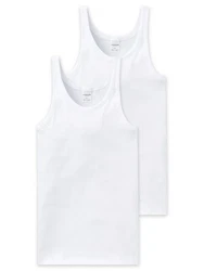 Schiesser Tanktop Herren Shirts (2-tlg) Weiß/Creme/Dunkelblau