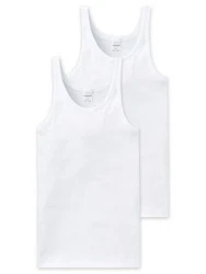 Schiesser Tanktop Herren Shirts (2-tlg) Weiß/Creme/Dunkelblau