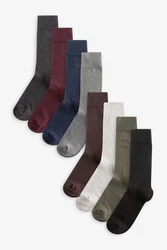 Next Herrensocken mit Stickerei Dunkelgrün/Khaki/Dunkelgrau/Grau/Dunkelrot/Mischfarben