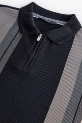 Next Poloshirt mit vertikalen Streifen Schwarz/Dunkelgrau/Braun/Grau