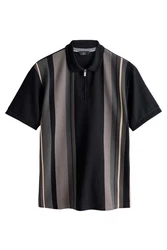 Next Poloshirt mit vertikalen Streifen Schwarz/Dunkelgrau/Braun/Grau