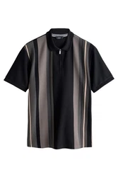 Next Poloshirt mit vertikalen Streifen Schwarz/Dunkelgrau/Braun/Grau