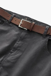 Next Stretch-Hose Slim Fit Jeans-Stil mit Gürtel Dunkelgrau/Hellgrau/Grau/Khaki