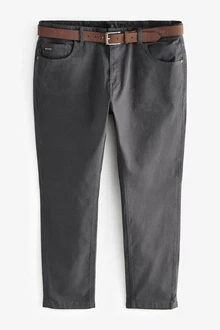 Next Stretch-Hose Slim Fit Jeans-Stil mit Gürtel Dunkelgrau/Hellgrau/Grau/Khaki